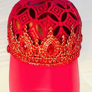 Elegant Red and Gold Women's Cap